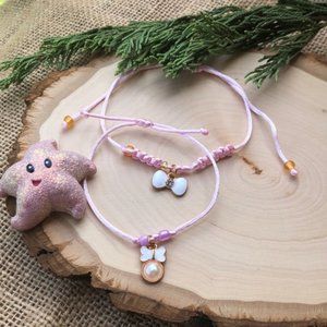 Mommy and Me bow tie Pearl set handmade bracelet